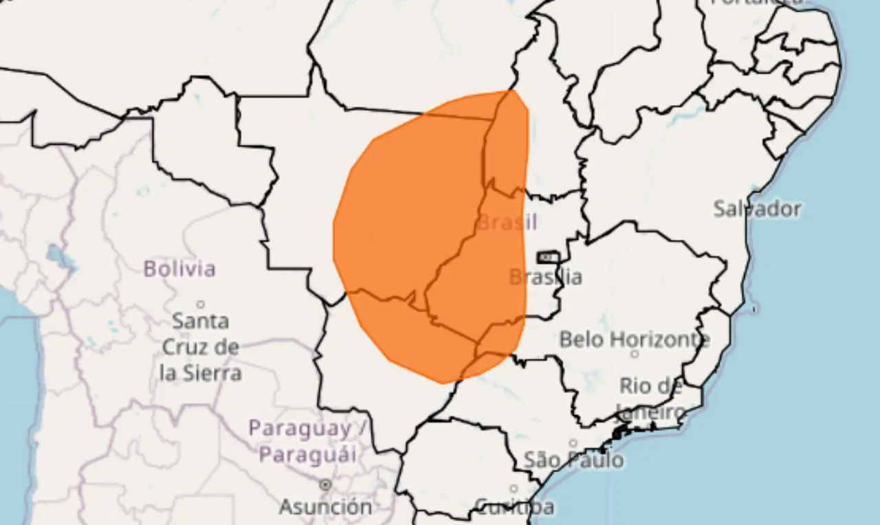 o mapa mostra as áreas em alerta para baixa umidade